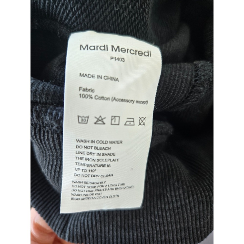 Mardi Mercredi Flower Sweatshirt Black Crewneck (One Size) Preppy College City - Picture 10 of 16